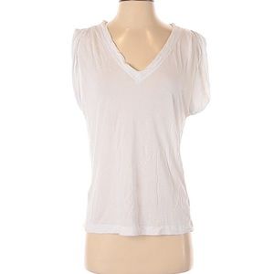 V Neck White T